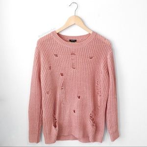 ❤️CLEARANCE❤️ blush pink distressed knit sweater